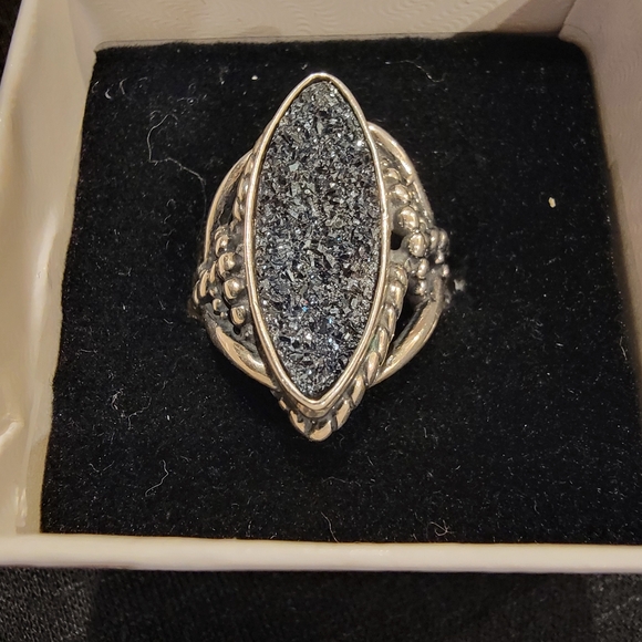 Silver Drusy Ring - Picture 1 of 5